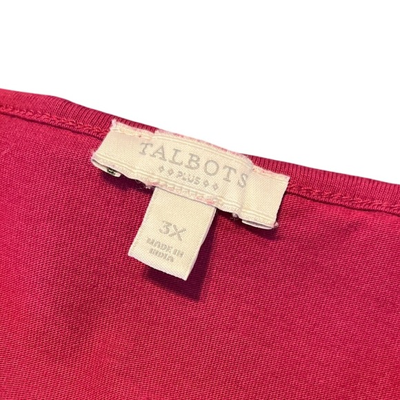 Talbots Cotton Red V-Neck Long Sleeve Ruffle Trim Knit Top Blouse Women's 3X‎ - Picture 3 of 6